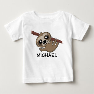 かわいいスロスジャングル風漫画サファリ雨林の名前 ベビーTシャツ