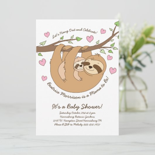 かわいいスロスベビーシャワーママとベビー 招待状 (スタンド正面)