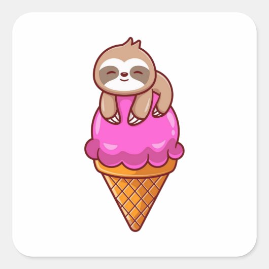 かわいいスロッスオンアイスクリームコーン スクエアシール (正面)