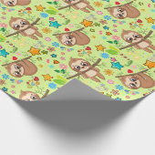 かわいいスロッスオンブランチパターンベビーシャワー誕生日 ラッピングペーパー (角)