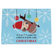 かわいいスロッスクリスマスプニーホリデーウィンターキュート ラージペーパーバッグ (正面)