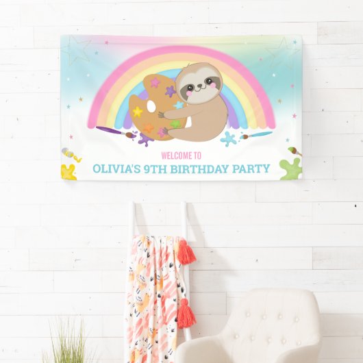 かわいいスロッスレインボー絵を描アート誕生日背景 横断幕 (インサイチュ)