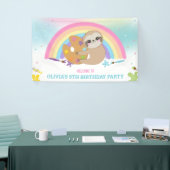 かわいいスロッスレインボー絵を描アート誕生日背景 横断幕 (トレードショー)