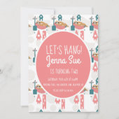 かわいいスロリラックススの誕生日パーティーピンク 招待状 (正面)