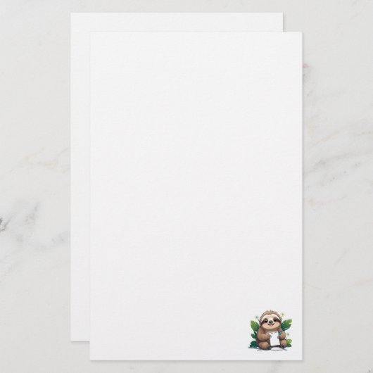 かわいいスロース(ペンと紙) 便箋 (正面/裏面)