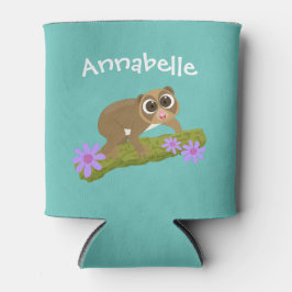 かわいいスローロリス花の漫画イラストレーション 缶クーラー