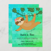かわいいスロー 熱帯のガーリーな誕生日パーティー 招待状 (正面/裏面)