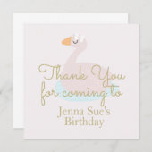 かわいいスワンピンクボウ女の子バースデーパーティーありがとう (正面/裏面)