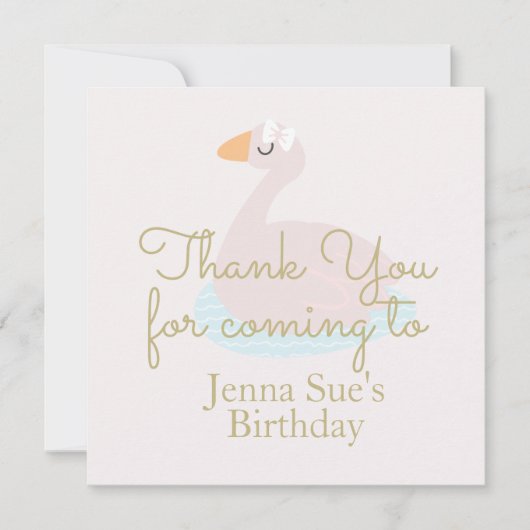 かわいいスワンピンクボウ女の子バースデーパーティーありがとう (正面)