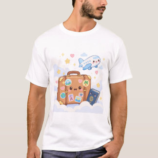 かわいいスーツケース 旅行ステッカー パスポート Tシャツ