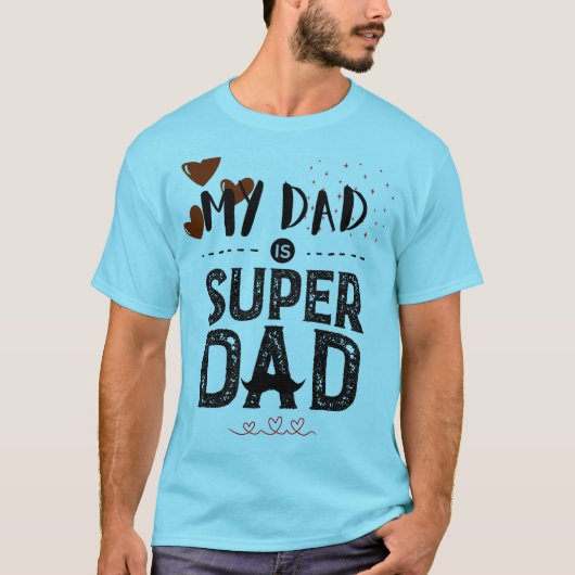 かわいいスーパーダッド ヒゲの英雄 タイポグラフィー 父の日 Tシャツ (正面)