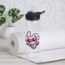 かわいいスーパーヒーローうさぎの水筒 