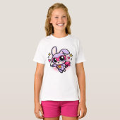 かわいいスーパーヒーローうさぎ女子Tシャツ Tシャツ (正面フル)