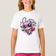 かわいいスーパーヒーローうさぎ女子Tシャツ