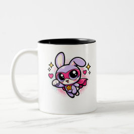 かわいいスーパーヒーローのうさぎのマグカップ  ツートーンマグカップ