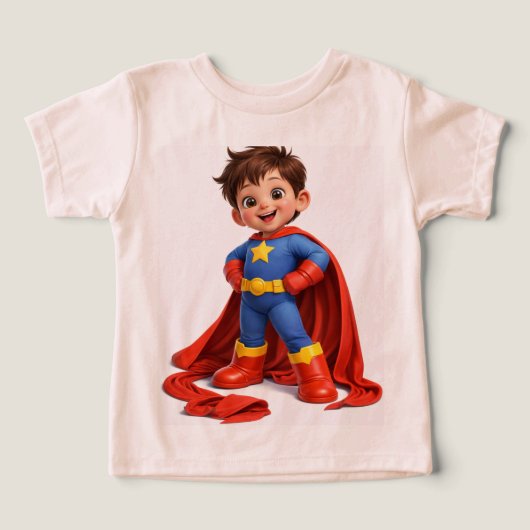 かわいいスーパーヒーローの幼児の誕生日Tシャツ (デザイン正面)