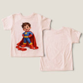 かわいいスーパーヒーローの幼児の誕生日Tシャツ (デザイン正面&裏面)
