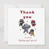 かわいいスーパーヒーローの救助誕生日 サンキューカード (正面)