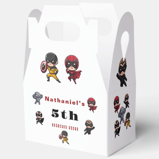 かわいいスーパーヒーローの救助誕生日 フェイバーボックス (見開き)