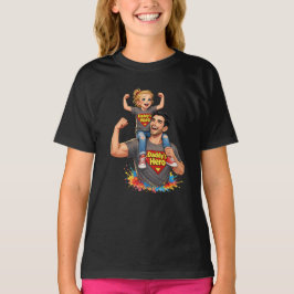 かわいいスーパーヒーローの父と娘 Tシャツ