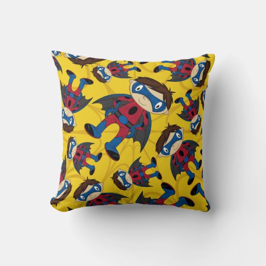 かわいいスーパーヒーローの男の子パターン クッション (正面)