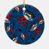 かわいいスーパーヒーローの男の子パターン セラミックオーナメント (裏面)