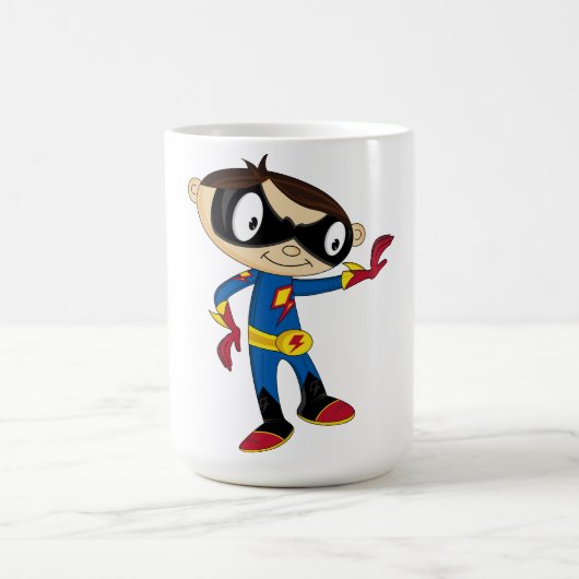 かわいいスーパーヒーローの男の子 コーヒーマグカップ (中央)