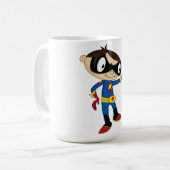 かわいいスーパーヒーローの男の子 コーヒーマグカップ (正面左)