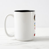 かわいいスーパーヒーローの男の子 ツートーンマグカップ (左)