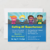 かわいいスーパーヒーローの誕生会は招待状をからかいます 招待状 (正面)