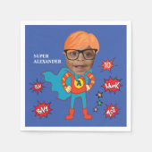 かわいいスーパーヒーロー💥カラフル誕生日写真 スタンダードカクテルナプキン (正面)