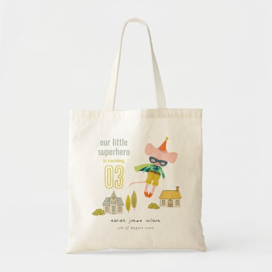 かわいいスーパーヒーローマウスおもしろいキッズフォト誕生日 トートバッグ (正面)