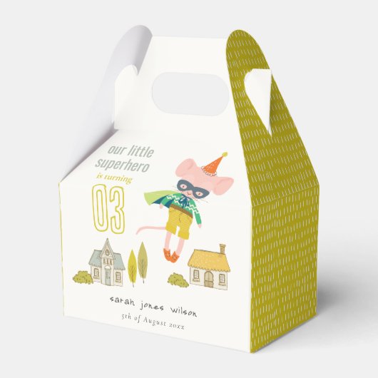 かわいいスーパーヒーローマウスおもしろいキッズフォト誕生日 フェイバーボックス (正面サイド)