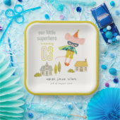 かわいいスーパーヒーローマウスおもしろいキッズフォト誕生日 ペーパープレート (パーティー)