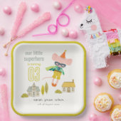 かわいいスーパーヒーローマウスおもしろいキッズフォト誕生日 ペーパープレート (パーティー)