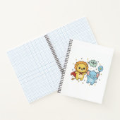 かわいいスーパーヒーローライオンとゾウの友達の漫画 ノートブック (内部)