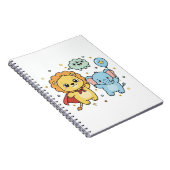 かわいいスーパーヒーローライオンとゾウの友達の漫画 ノートブック (右側)