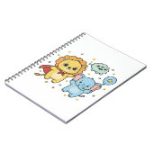 かわいいスーパーヒーローライオンとゾウの友達の漫画 ノートブック (左側)