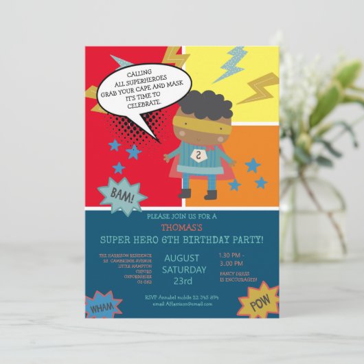 かわいいスーパーヒーロー漫画の子供たち 招待状 (スタンド正面)