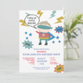 かわいいスーパーヒーロー・パーティーのご招待 招待状 (スタンド正面)