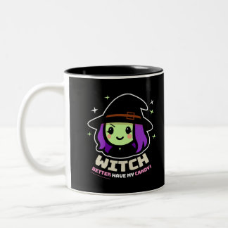 かわいいス不気味ウィッチハロウィーンコーヒーマグ ツートーンマグカップ
