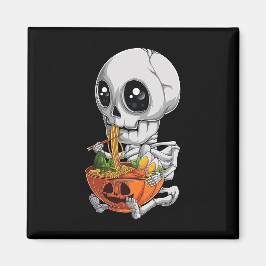 かわいいス日本のアニメ骨格ハロウィンラーメンFoo マグネット (正面)