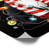 かわいいズキュート黒猫サンタLigで絡み合ったクリスマス ポスター (角)