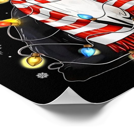 かわいいズキュート黒猫サンタLigで絡み合ったクリスマス ポスター (角)