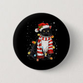 かわいいズキュート黒猫サンタLigで絡み合ったクリスマス 缶バッジ (正面)