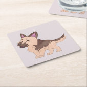 かわいいズジャーマンシェパードドッグ スクエアペーパーコースター (アングル)