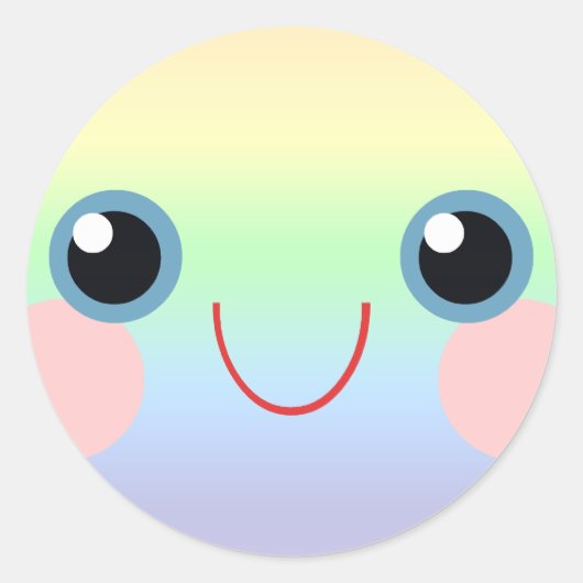 かわいいズスウィート顔ブルーアイズレインボアドール ラウンドシール (正面)