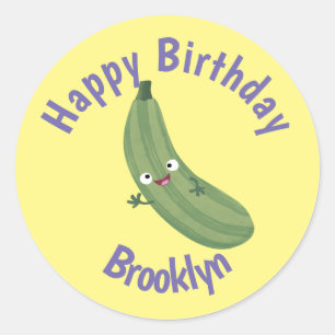 かわいいズッキーニhappy cartoonイラストレーションクラシックr ラウンドシール