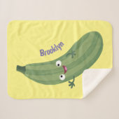 かわいいズッキーニhappy cartoonイラストレーション シェルパブランケット (正面(横))