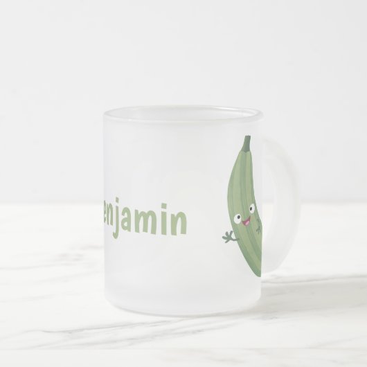 かわいいズッキーニhappy cartoonイラストレーション フロストグラスマグカップ (正面右)